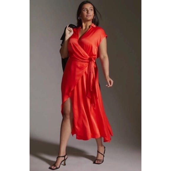 Anthropologie- Maeve Open-Back Wrap Midi Dress NWOT - Picture 2 of 9